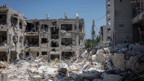 Destruction in Bat Yam after residential homes suffered a direct hit from a missile fired by Iran during the war between Israel and the Islamic Republic, July 3, 2025. Photo by Chaim Goldberg/Flash90.