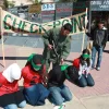 A mock Israeli checkpoint set up during “Israel Apartheid Week” in May 2010 on the campus of University of California, Los Angeles. Credit: AMCHA Initiative.