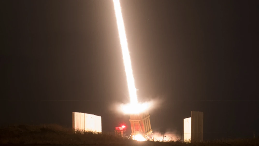An Iron Dome air-defense battery near the city of Sderot fires an intercepting missile on Aug. 9, 2018. Photo by Yonatan Sindel/Flash90.