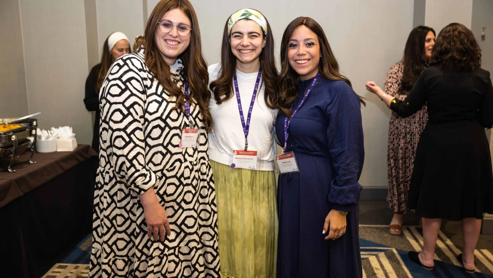 Participants at the OU Women Initiative's fellowship program on mental health included: (from left) Rebbetzin Brooke Reiche of La Jolla, Calif.; Rebbetzin Michal Schonbrun of New York; and Rebbetzin Gabby Aziz of Great Neck, N.Y. Credit: Courtesy.