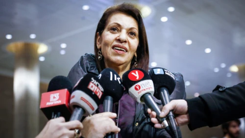 Yaffa Issachar, mother of Naama Issachar, an Israeli-American woman jailed in Russia on marijuana charges, speaks to the media at Israel's Ben-Gurion International Airport on Jan. 19, 2020. Photo by Flash90.