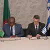 Mulambo Haimbe and Gideon Sa'ar, right, attend the reopening ceremony of Israel's embassy in Lusaka, Zambia on Aug. 20, 2025. Photo courtesy of the Ministry of Foreign Affairs of the State of Israel.