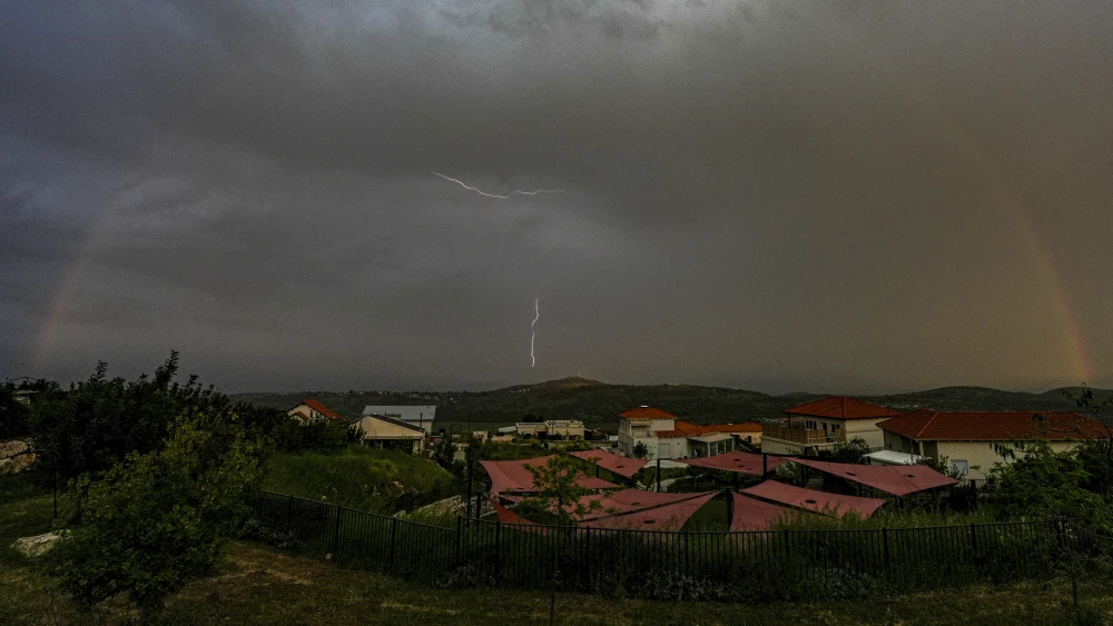 Lightning illuminates the sky over the Upper Galilee during a rain storm, April 27, 2026. Photo by Ayal Margolin/Flash90.