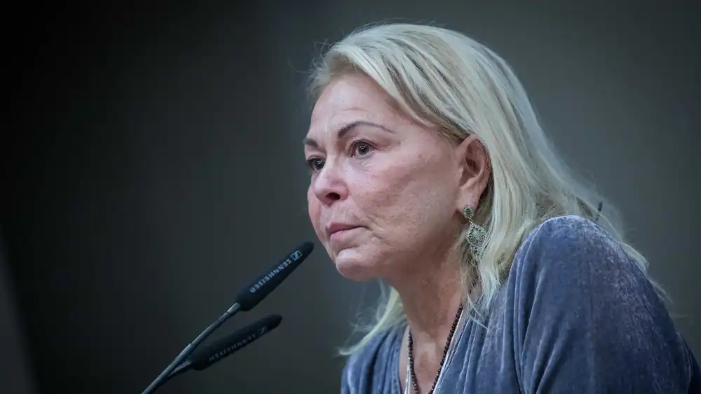American actress Roseanne Barr speaks during a conference in Jerusalem on January 27, 2019. Photo: Noam Revkin Fenton/Flash90