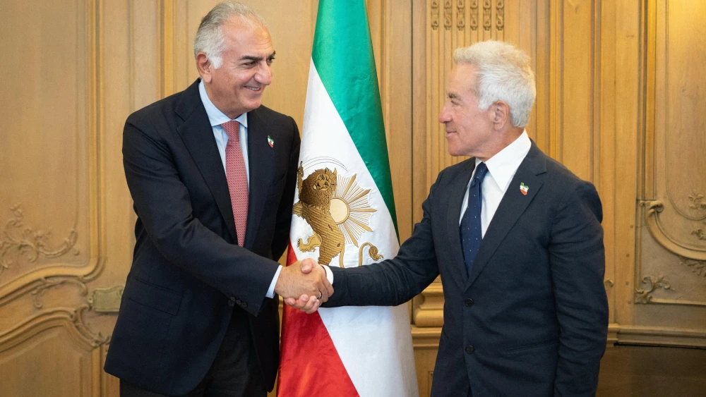 The President of the World Jewish Congress Israel, Sylvan Adams, meets Crown Prince Reza Pahlavi in Paris on July 26. Credit: Leah Marciano.