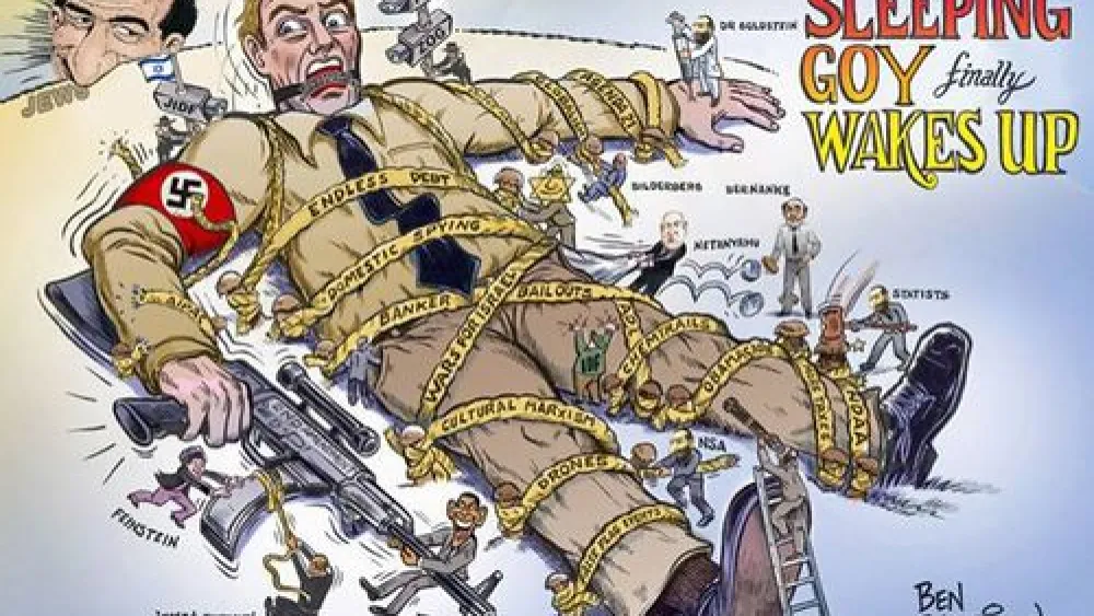 An anti-Semitic illustration on "The Untold History" Facebook page. Credit: Facebook.