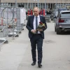 Jonas Sjöstedt, chairman of the Left Party, visits the scene of a terrorist truck attack in downtown Stockholm on April 8, 2017. Photo by Michael Campanella/Getty Images.