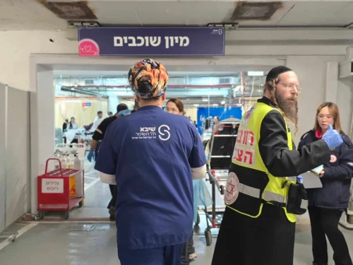 Casualties from an Iranian missile strike arrive at Sheba Medical Center at Tel HaShomer in Ramat Gan, March 9, 2026. Credit: Sheba Medical Center.