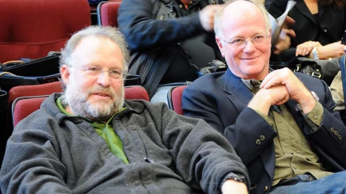 Jerry Greenfield (left) and Ben Cohen, founders of the Ben & Jerry's ice-cream company, Oct. 24, 2010. Credit: Dismas via Wikimedia Commons.