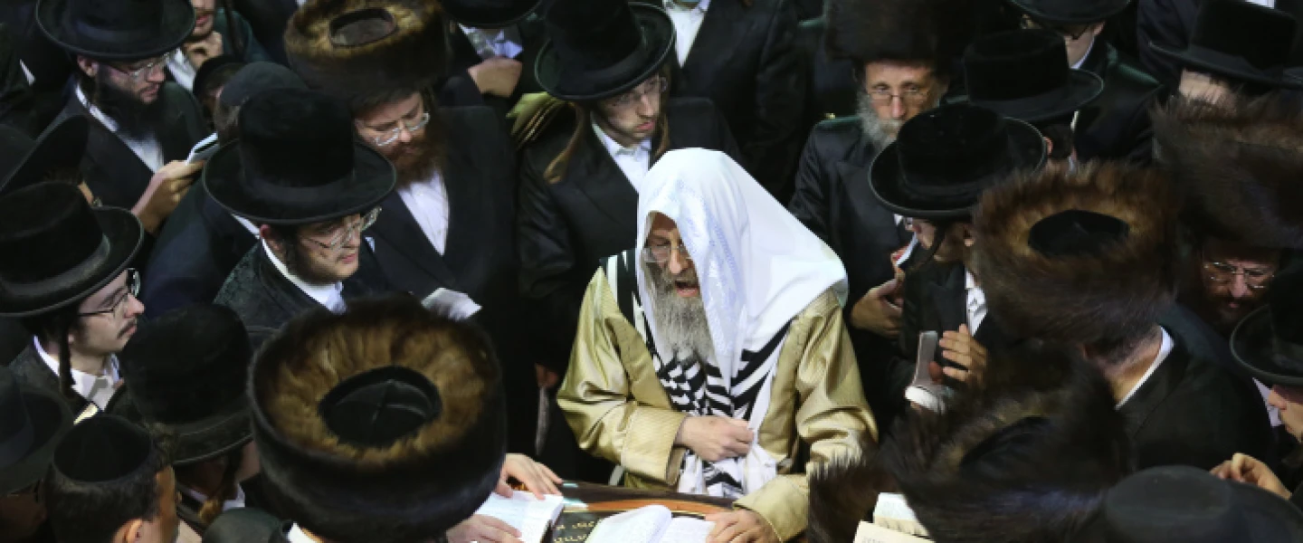Rabbi Elimelech Biderman prays for forgiveness (Selichot) at the burial site of Rabbi Shimon bar Yochai in Meron in northern Israel ahead of the Jewish New Year, Sept. 12, 2020. Photo by David Cohen/Flash90.