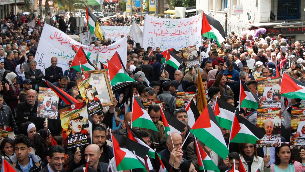 A rally marking Palestinian Prisoners Day in Nablus on April 17, 2019. Photo by Nasser Ishtayeh/Flash90.