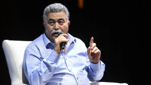 Labor-Gesher Party chairman Amir Peretz speaks at the Be Free Israel organization conference on Aug. 14, 2019. Photo by Flash90.