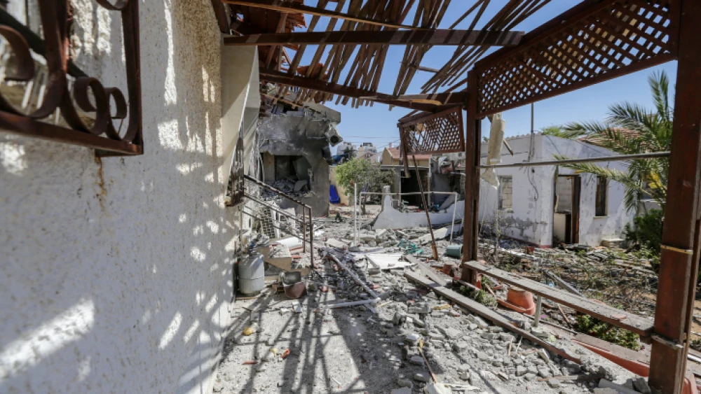 Damage to homes in the southern coastal Israeli city of Ashkelon, which were hit by rockets fired by Hamas in Gaza, May 12, 2021. Photo by Edi Israel/Flash90.