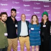 (From left) Avihai Barzani and Adam Shemesh, owners of B-Green; Yishai Goldflam, director of business development at SparkIL; Na’ama Ore, CEO of SparkIL; and Anati and Sarit, owners of Hooga, at SparkIL’s Sept. 15 event in New York that spotlighted Israeli business owners who have received much-needed assistance from the peer-to-peer lending platform since Oct. 7. Credit: Courtesy of SparkIL.