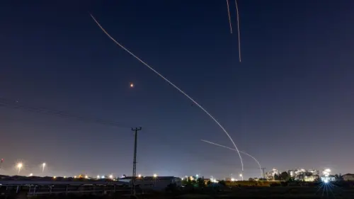 The interception of rockets fired from the Gaza Strip, Nov. 7, 2023. Photo by Yossi Aloni/Flash90.