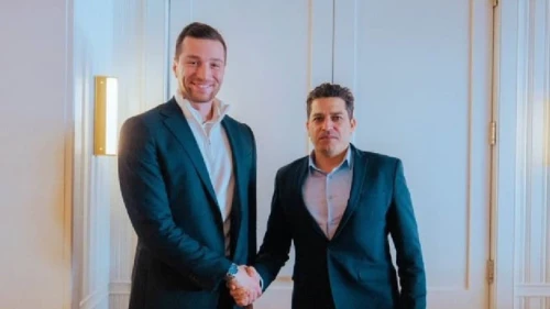 National Rally President Jordan Bardella (left) and Israeli Minister of Diaspora Affairs Amichai Chikli in Washington on Feb. 21, 2025. Credit: Courtesy of Jordan Bardella.