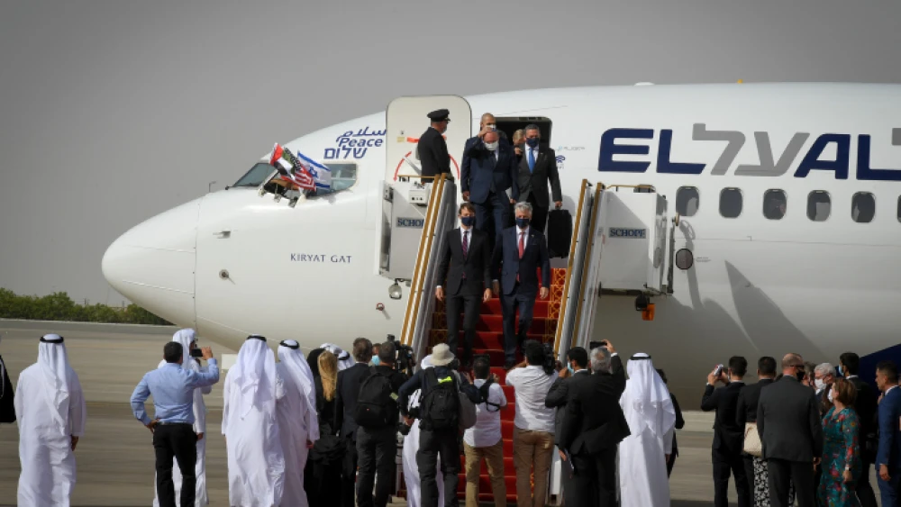 The U.S.-Israeli delegation arrives at Abu Dhabi International Airport on Aug. 31, 2020. Credit: Matty Stern/U.S. Embassy Jerusalem.