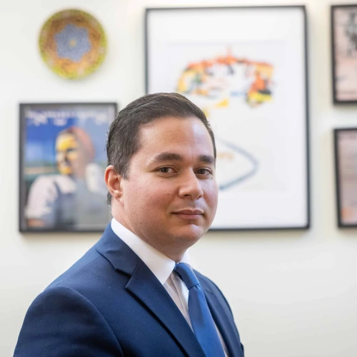 Dan Illouz poses for a picture at the Knesset, the Israeli parliament in Jerusalem on July 30, 2023. Photo by Yonatan Sindel/Flash90.