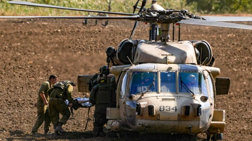 Israeli soldiers evacuate an individual wounded by a missile from Lebanon, near the Israel-Lebanon border, Oct. 22, 2024. Photo by Ayal Margolin/Flash90.