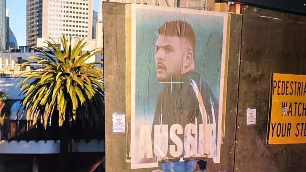 A poster in Melbourne, Australia, shows Naveed Akram, the 24-year-old shooting suspect in the Dec. 14, 2025 Chanukah massacre on Bondi Beach, February 2026. Credit: Courtesy of the Combat Antisemitism Movement.