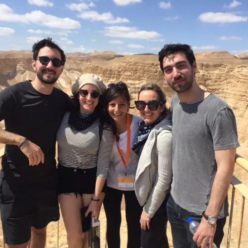 Racheli (center) and American participants at Masada. Credit: Eliana Rudee