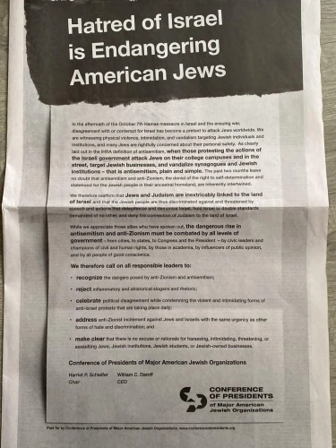 Conference of Presidents ad