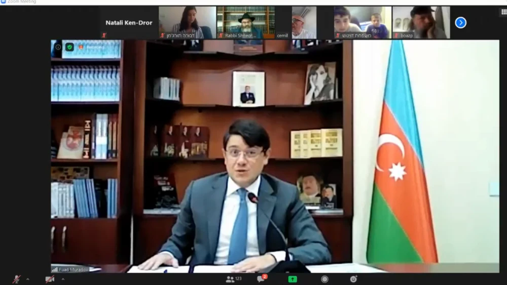 A virtual Kabbalat Shabbat service with the Jewish community in Baku, Azerbaijan. Source: Screenshot.