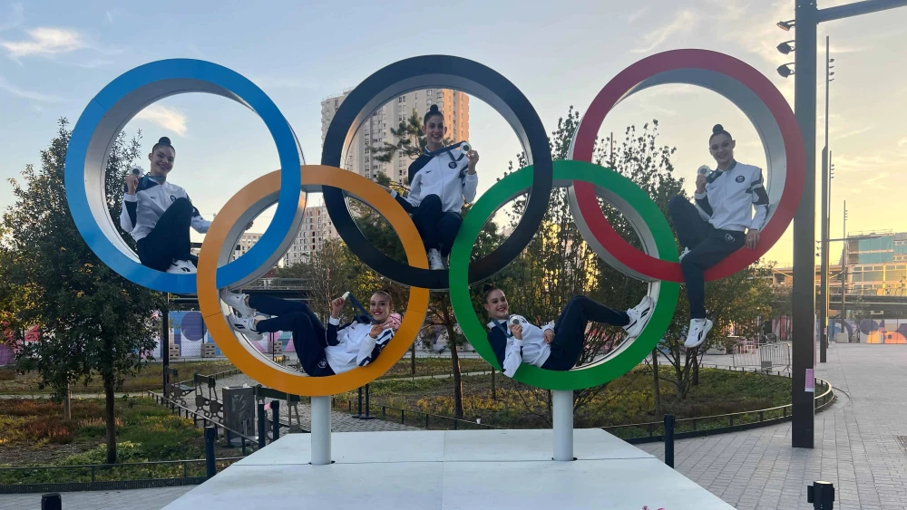Israel’s Rhythmic Gymnastics team in Paris, August 2024. Credit: Olympic Committee of Israel.