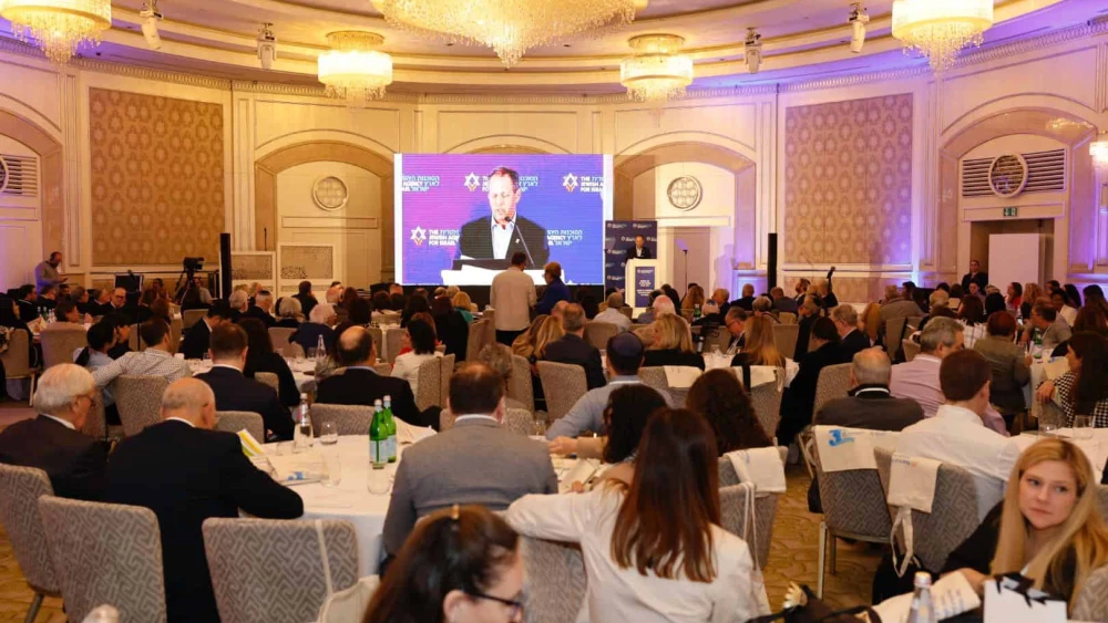 Mark Wilf, chair of the Jewish Agency's board of governors, presides over their opening plenary on Sunday in Jerusalem. Photo by Guy Yechiely.