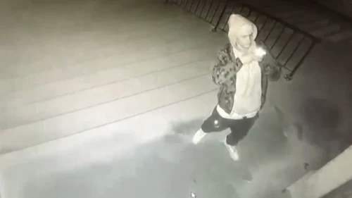 Police are searching for a suspect who vandalized the South Street Temple in Lincoln, Neb., with a racial slur and swastika. Source: Screenshot.