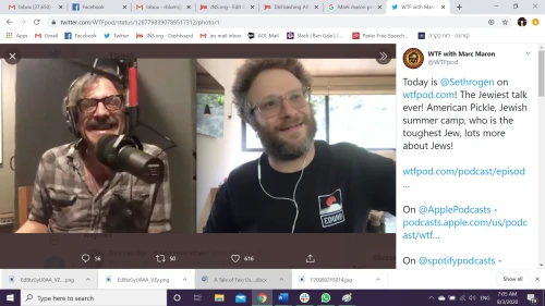 Marc Maron hosts Seth Rogen on the podcast "WTF." July 27, 2020. Source: Twitter/WTF with Marc Maron.