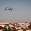 A military helicopter carries Israeli Prime Minister Benjamin Netanyahu to Alon Shvut in Gush Etzion on Nov. 19, 2019. Photo by Gershon Elinson/Flash90.