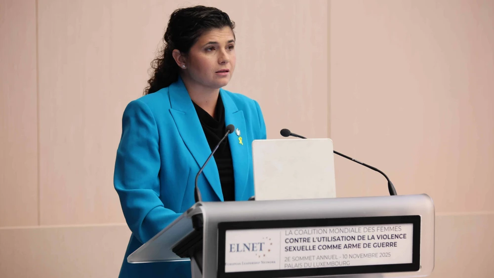 Israel Deputy Foreign Minister Sharren Haskel at a conference in Paris on Monday. Credit: Laurent Pierre, November 10, 2025