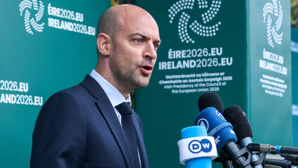 France's Foreign Affairs Minister Jean-Noel Barrot speaks to the media as he attends an informal meeting in Wicklow, south of Dublin, Ireland, on Sept. 2, 2026. Photo by Paul Faith / AFP via Getty Images.