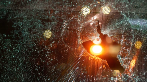 A car windshield damaged by a rock on Route 55 near Karnei Shomron in Judea and Samaria, Aug.18, 2019. Photo by Sraya Diamant/Flash90.