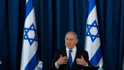 Israeli Prime Minister Benjamin Netanyahu speaks during the weekly Cabinet meeting, at the Foreign Ministry in Jerusalem, on July 5, 2020. Photo by Amit Shabi/POOL.