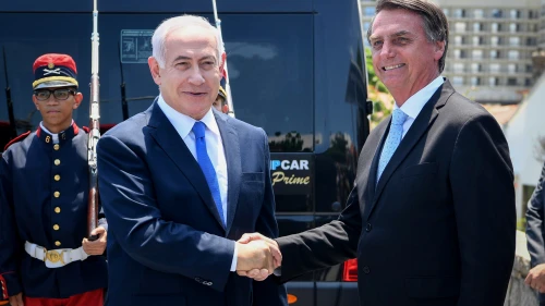 Israeli Prime Minister Benjamin Netanyahu with Brazilian President Jair Bolsonaro in Rio de Janeiro on an official state visit in Brazil, Dec. 28, 2018. Credit: Avi Ohayon/GPO.