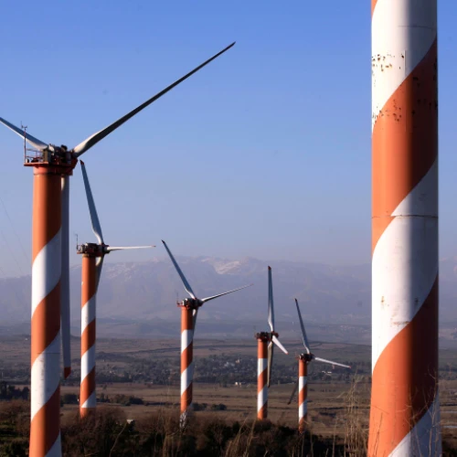 Wind turbines in the Golan Heights, March 8, 2007. Photo by Nati Shohat/Flash90.
