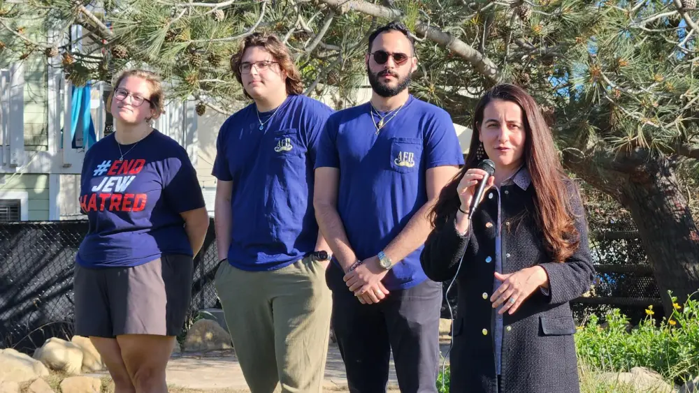 Last Sunday's event in Santa Barbara, Calif., commemorating Holocaust victims and addressing the importance of condemning antisemitism. Source: Courtesy of Santa Barbara Hillel.