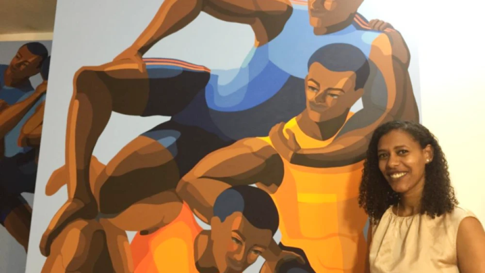 Nirit Takele’s paintings make you want to keep looking at them. Photo by Diana Bletter