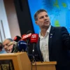 Israeli Finance Minister Bezalel Smotrich holds a press conference with Judea and Samaria mayors, at the Finance Ministry in Jerusalem, Sept. 3, 2025. Photo by Yonatan Sindel/Flash90.