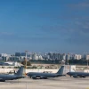 U.S. Air Force Boeing KC-135 Stratotanker aerial refueling aircraft are parked at Ben Gurion International Airport near Tel Aviv, on Feb. 25, 2026. Photo by Chaim Goldberg/Flash90.