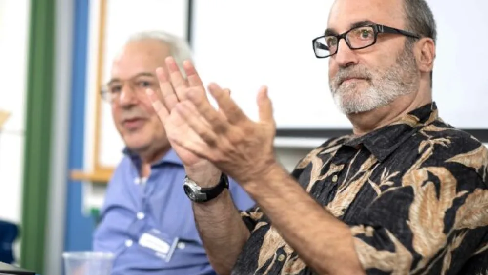 Sheldon Teitelbaum (right) and Emmanuel Lottem at the 2018 ICon Festival. Credit: ICon Festival.