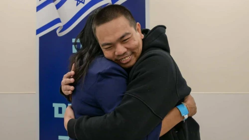 Freed Thai hostages meet their family members at Shamir Medical Center in Be'er Yakov, Israel on Feb. 4, 2025. Photo by Ma'ayan Toaf/GPO.