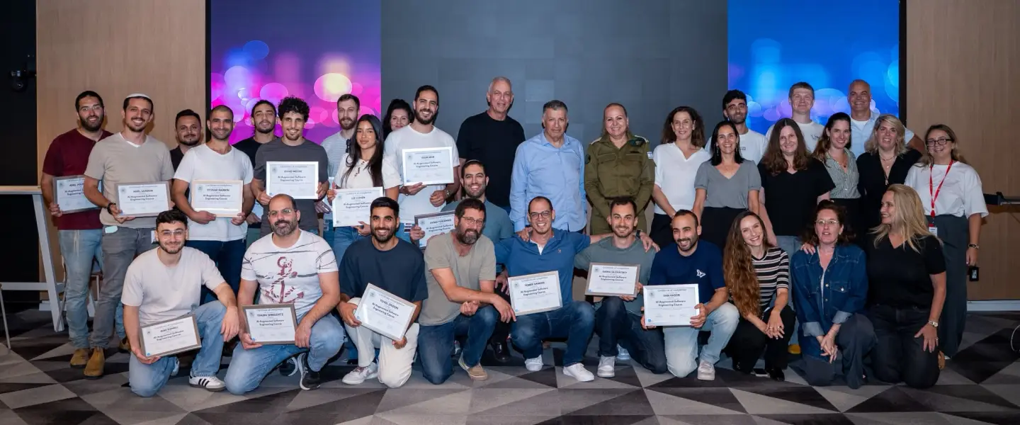 Graduates of the Oz VeRuach employment training course at their graduation ceremony at Amdocs’ offices in Ra’anana, July 30, 2026. Photo by Gal Raveh Massas.