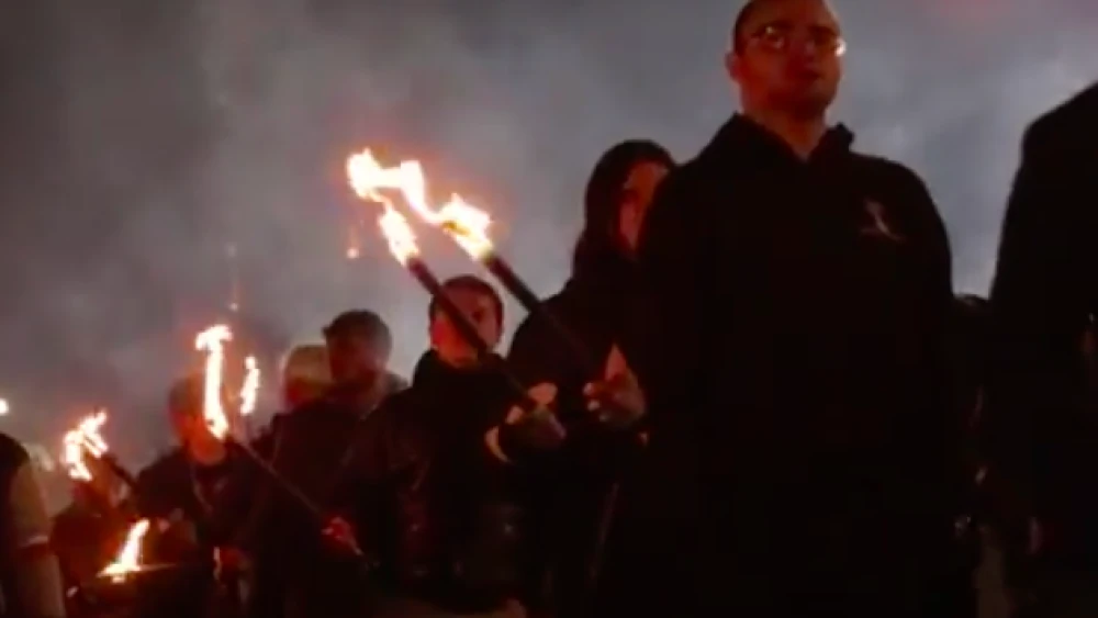Bulgarian nationalists march through Sofia on Feb. 18, 2017. Credit: Screenshot.