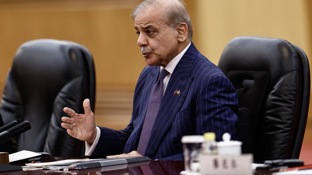 Pakistan's Prime Minister Shehbaz Sharif attends a meeting with Chinese President Xi Jinping (not pictured) at the Great Hall of the People on May 25, 2026 in Beijing, China. Photo by Tingshu Wang - Pool/Getty Images.