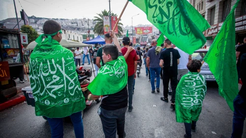 Supporters of the Hamas terrorist organization in the Samaria city of Jenin, Oct. 27, 2023. Photo by Nasser Ishtayeh/Flash90.