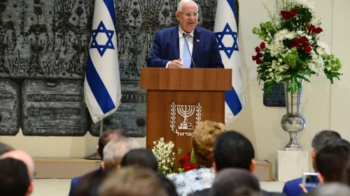 Israeli President Reuven Rivlin gives a speech last June. Credit: Mark Neiman/GPO.