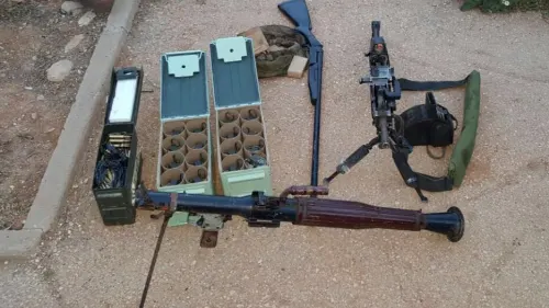 Weapons seized near Mevo Dotan in northwestern Samaria, March 21, 2017. Credit: Israel Security Agency (Shin Bet).